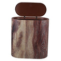 Zerodeko Rustic Lid Trash Can Space-Saving Slim Bin for Bathroom Kitchen Office Wood Grain Plastic Waste Basket