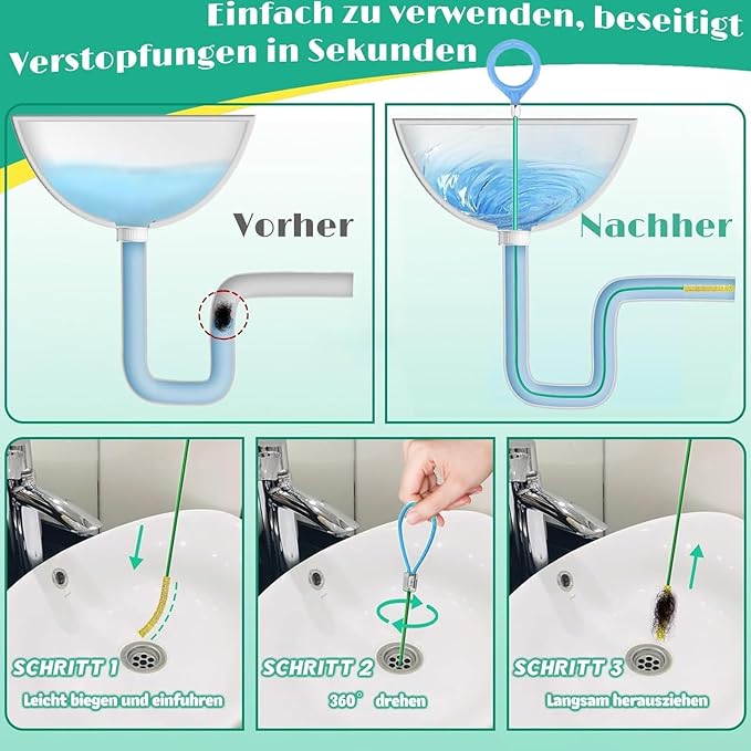 Drain Hair Block Expunger Tool Flexible PVC Pipe Cleanser for Bathroom Sink Shower Drain Unclogging Lacking Substances PVC Hair Clog Expunger