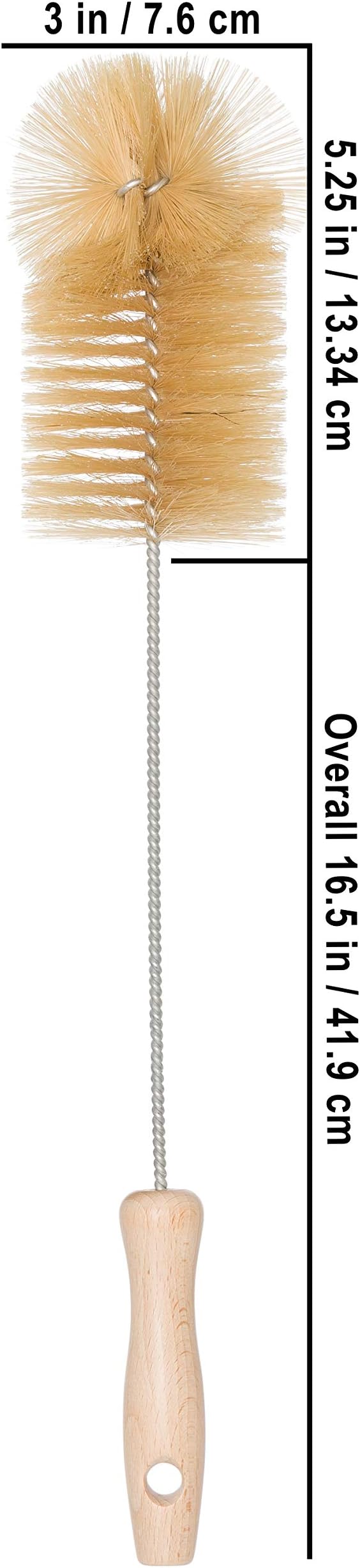 Redecker Natural Pig Bristle Soda Bottle Brush 15-Inches Flexible Wire Handle Made in Germany