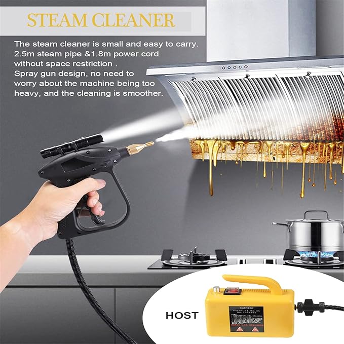 WZFANJIJ Multifunction Handheld Steam Cleaner 3000W High Pressure Portable Steam Cleaning Machine High Temperature Steam Clean for Furniture Kitchen Car HouseholdYellow-220v
