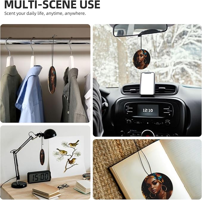 100 PCS Hanging Car Air Freshener Double Sided Black Women Automotive Interior Decor African Woman Car Accessories for Women Men Lavender Scented