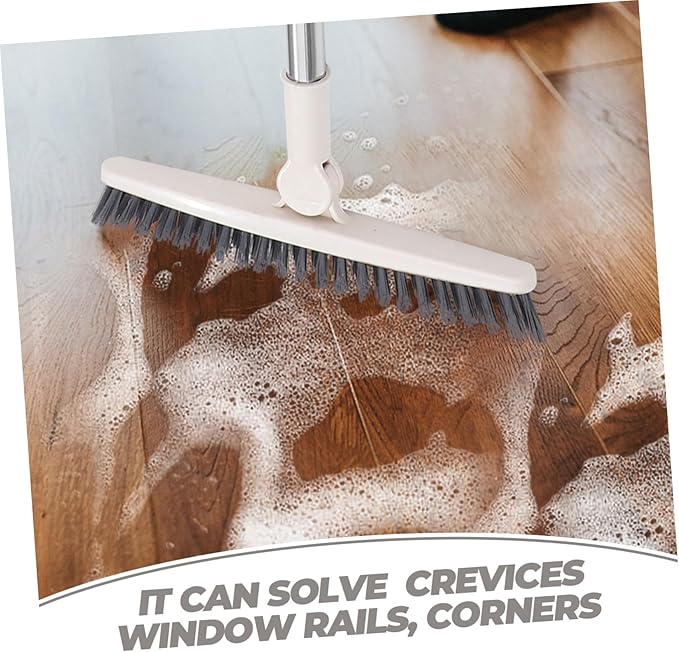 Mobestech 2pcs Floor Scrub Brush Handle Rotatable Cleaning Tool for Deep Clean Bathroom Shower and Tight Spaces Stiff Bristle Design for Grout and Tile Cleaning