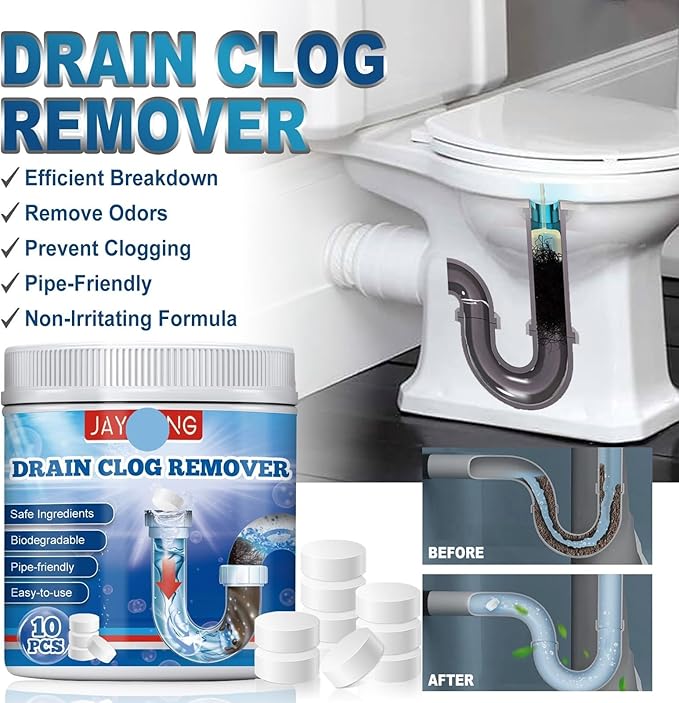 Biodegradable Drain Cleaning Tablets - Unclog Kitchen Sink Bathtub Shower Toilet &amp More(2PCS)
