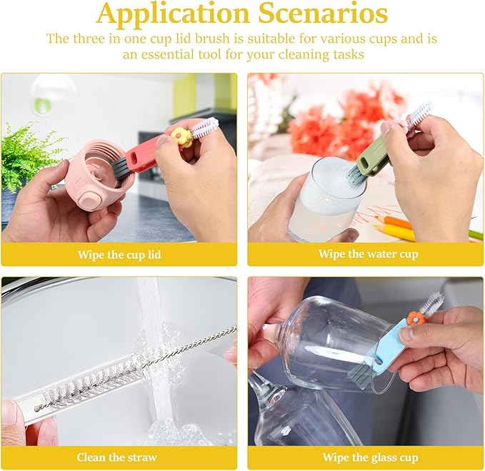24pc 4 in 1 Cup Lid Gap Cleaning Brush Set with Straw Cleaner Brush Multifunctional Bottle Cleaning BrushCup Lid Gap CleanerHome Kitchen Crevice Brush Tools for Water CupThermos CupPacifier