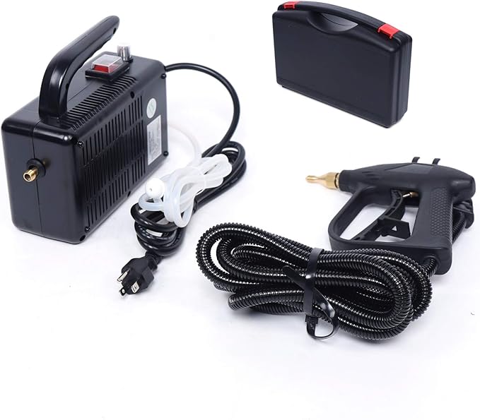 CNCEST Steam Cleaner 110V 1600W High Pressure Commercial Steam Cleaning System Portable Hand-held Pressurized Steam Cleaner 360 ° Cleaning for Kitchen Car (Black)