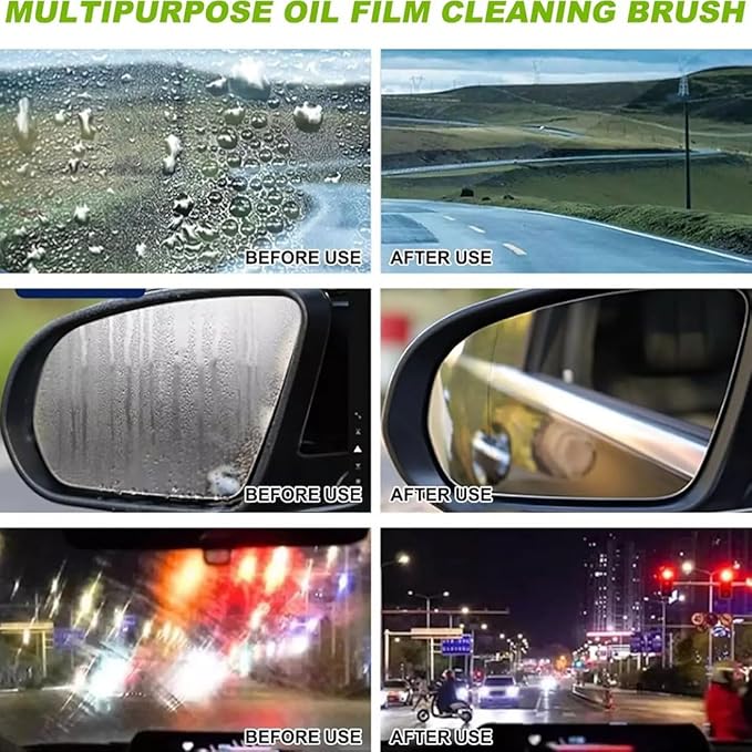 Oil Free Car Window Brush Automotive Oil Film Cleaning Brush for Car Windows Universal Glass Cleaning Board car Windshield Cleaner Tool (3Pcs)