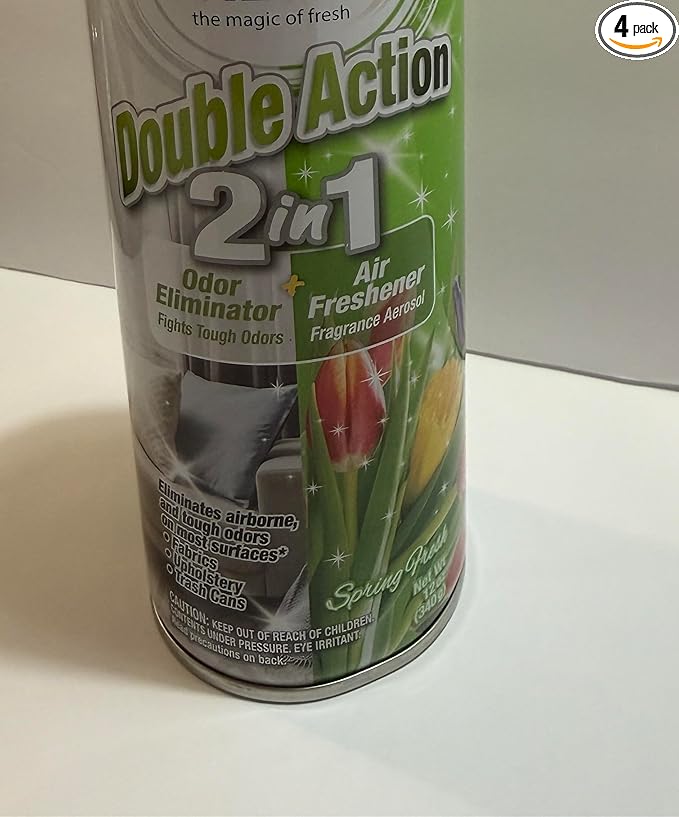 Odor Eliminator Double Action 2-in-1 Odor Eliminator and Air Freshener Aerosol Spray Spring Fresh Scent 12 oz (2 Pack)