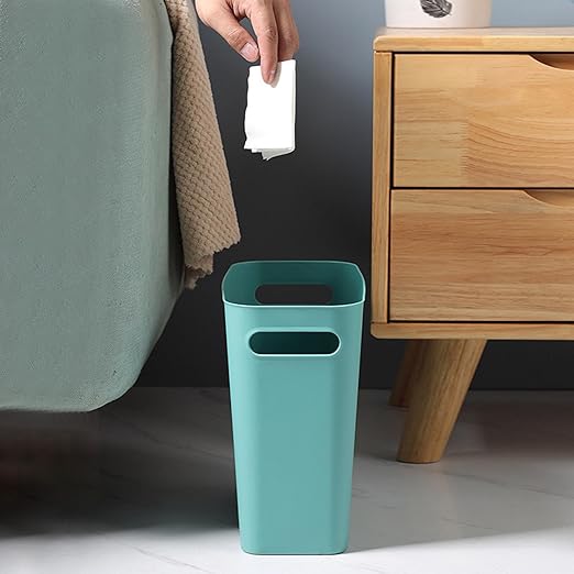 2.4 Gallon Slim Trash Can Small Plastic Wastebasket for Bathroom Office Kitchen Narrow Space Under Sink or Desk (Green)