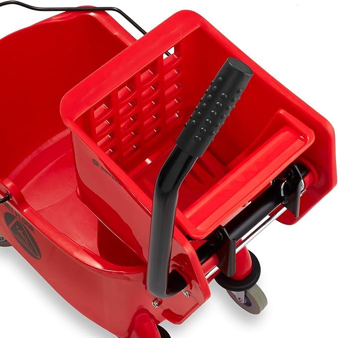 Dryser Commercial Mop Bucket with Side Press Wringer 26 Quart Red