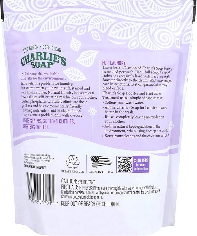 Charlie’s Soap Baby Variety Pack Pre Spray 32 Oz Laundry Powder (100 Load) Laundry Booster &amp Baby Oxi Bleach Bundle (Pack of 4)