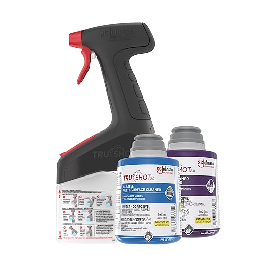 SC Johnson Professional TruShot 2.0 Multi-Surface Glass &amp Degreaser Mobile Dispensing System Starter Pack 1 Trigger Dispenser 2 Cleaning Concentrate Cartridges for Professional Use