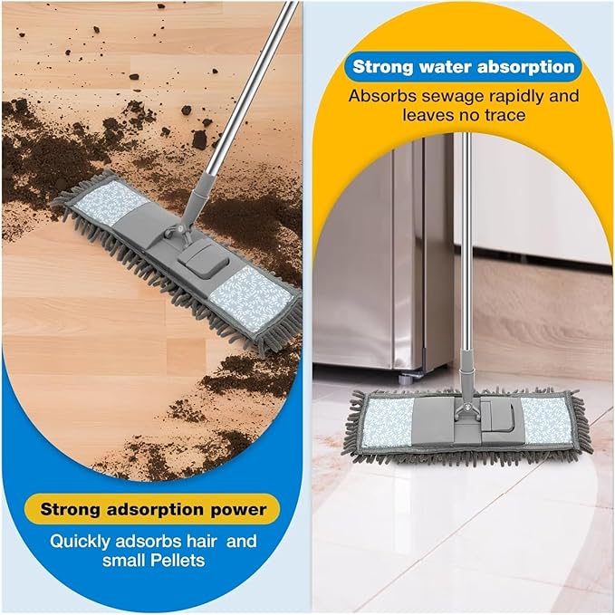 Long Handle Mop Extendable Splicing Rod Dry &amp Wet Rotating Wall Dust Cleaning Brush Ceiling Cleaner Household Tools(Grey-1cloth 5rod)