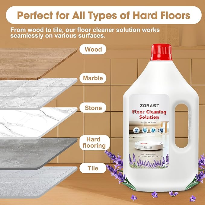 Lavender Scent Floor Cleaning Solution Compatible with All Roborock Mopping Robots (S7 S8 Qrevo Q7 Q8 series) Deep Cleans for Multiple Hard Floors Stain-Busting &amp Fresh-Scented