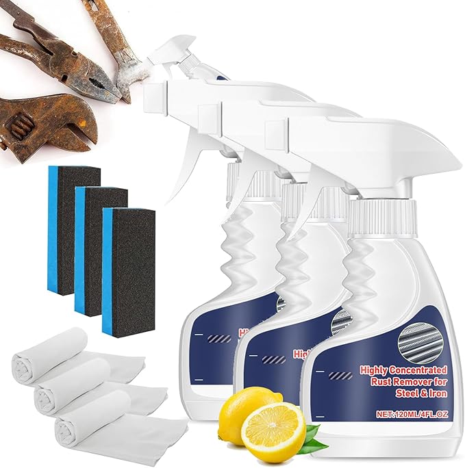 Meigline Rust Remover 2026 Upgraded Highly Concentrated Rust Remover for Steel &amp Iron Melbob Rust Removers for Metal Tools Stainless Steel Automotive Parts Fast Acting Rust (3pcs)