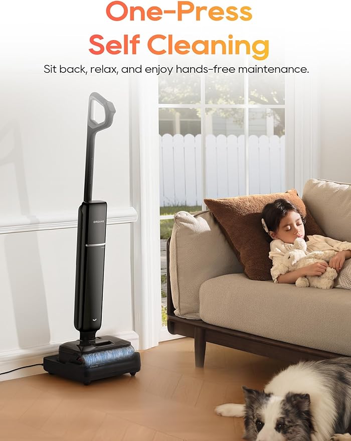 DREAME Aero Wet Dry Vacuum Cleaner All-in-ONE Vacuum Mop for Wet &amp Dry Messes 0 Hair Residue Great for Pet Owners One-Press Self-Clean 180° Lie Flat 35mins Runtime for Hard Floor Cleaning
