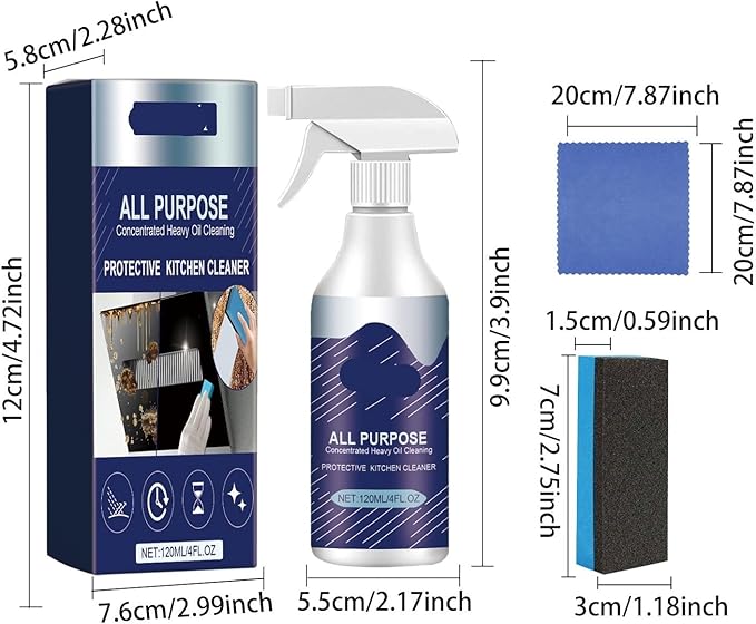 Kitchen Grease Foam Cleaner Set - Removes Stubborn Oil Stains Burn Marks &amp Grime Fresh Scent(2PCS)