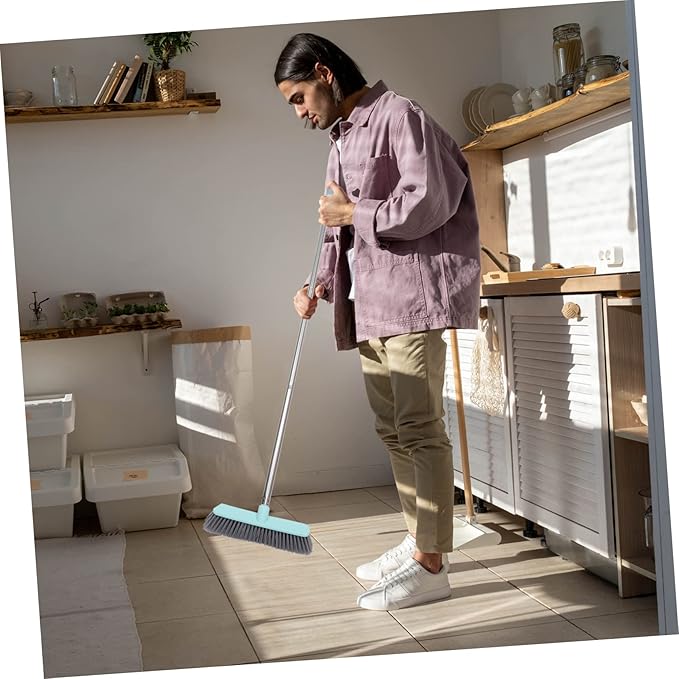 3 Pieces Floor Cleaning Brush Tile Grout Brush Kitchen Scrubbing Cleaning Brush Stiff Grout Cleaner Abs Bathroom Brush Broom (Verde 31X5.5X121CM)