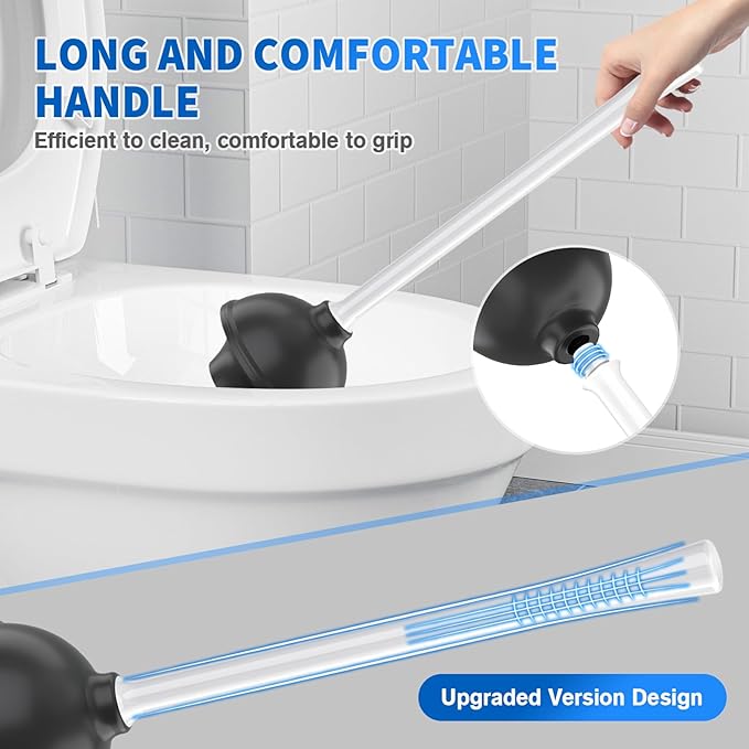 Toilet Plunger and Brush 2 Pack Bowl Brush and Heavy Duty Toilet Plunger Set with Ventilated Holder 2-in-1 Toilet Brush and Plunger Combo for 5.3-inch Toilet Drain Bathroom Cleaning