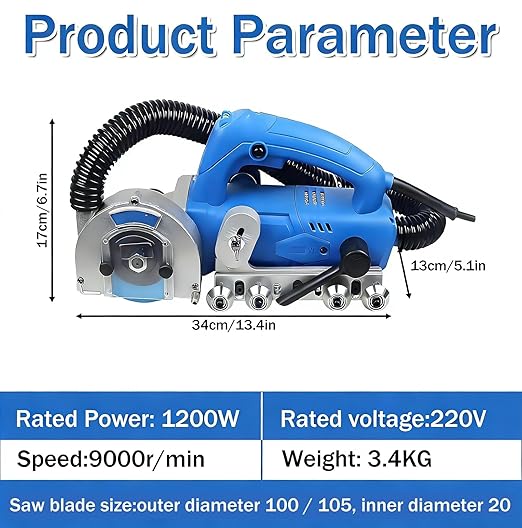 Professional Grout Removal Tool 1200W Powerful Electric Tile Joint Cleaner with 100mm Blade Tile Grout Remover Machine for Removing Old Cement Caulking Agent