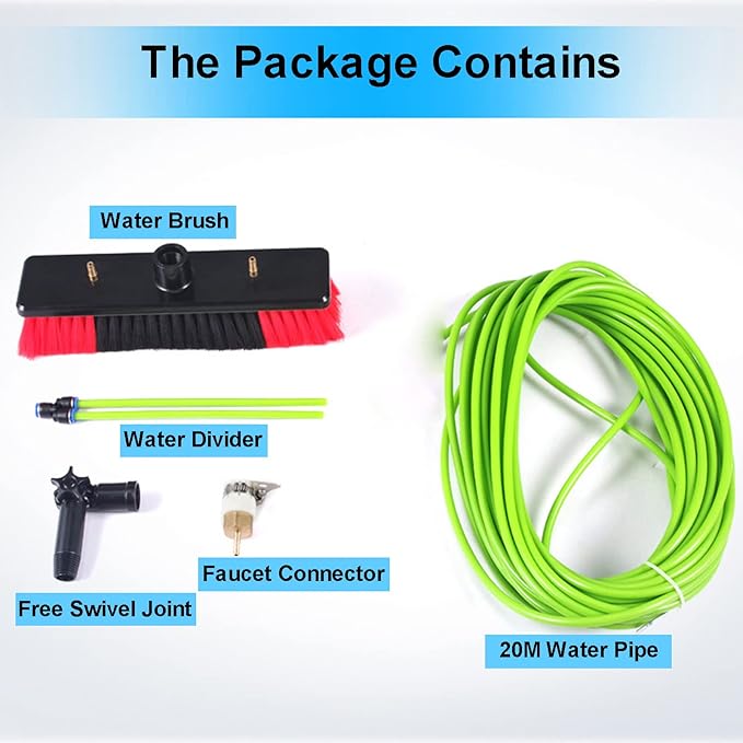 Solar Panel Cleaning Brush and Pole Car Washing Brushes with Pole Outdoor Window Cleaning Kit Water Fed Pole Window Cleaning System