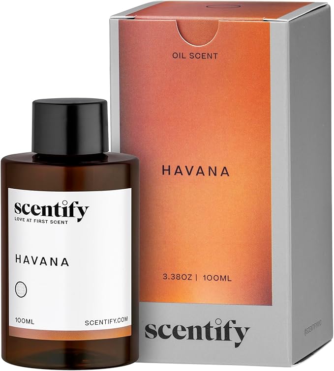 Scentify Havana Aroma Oil Refill Scent for Oil Diffusers - Oak Moss Rum Paprika Mahogany Scents - Luxurious Relaxing Aromatherapy Diffuser Fragrance 100ml 3.38 oz