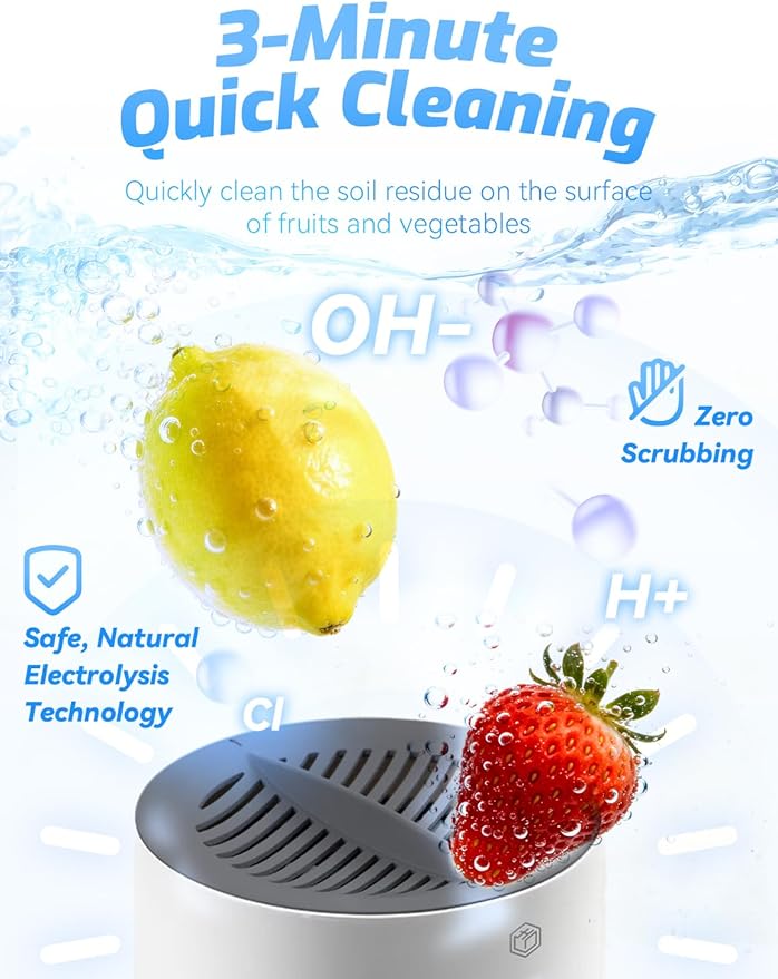 ERYNA Vegetable Cleaner Produce Cleaner Under 3 Minutes Extend Freshness Works on All Produce (2Pcs)
