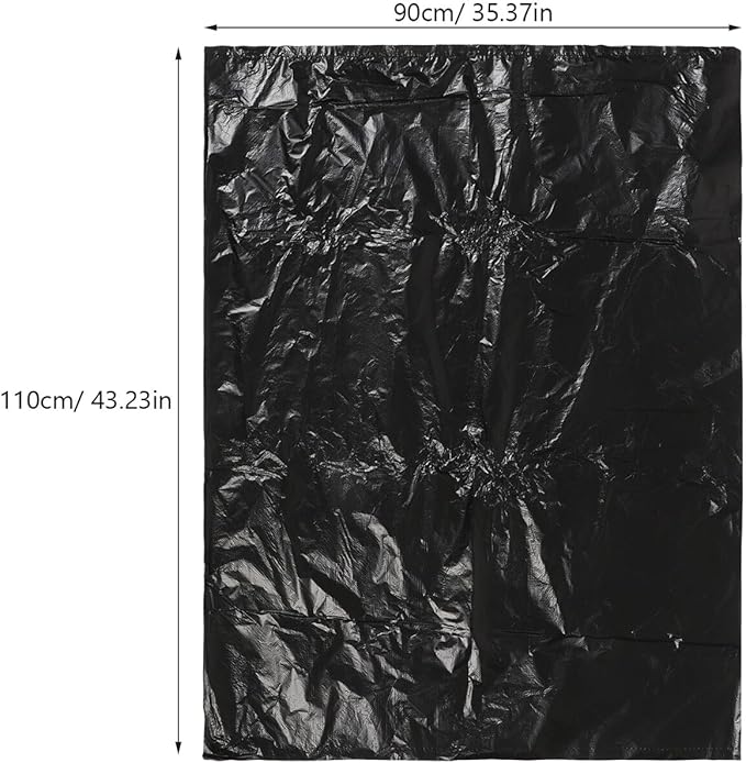 COHEALI Black Plastic Trash Bags 90x110cm 2.5 Mil Thick 25pcs Flat Garbage Can Liners for Kitchen Bathroom Office Wastebasket Use