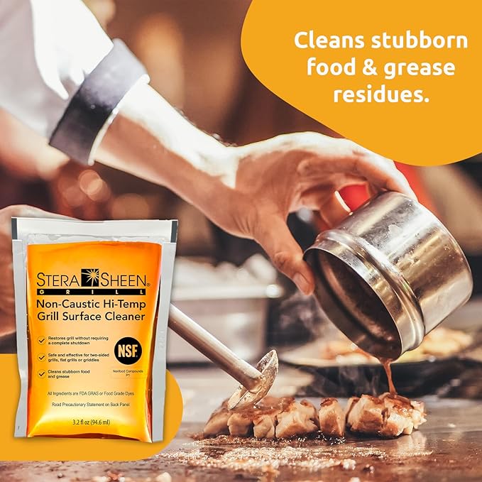Stera-Sheen Griddle Cleaner - Food Safe Non-Caustic Formula - Commercial Flat Top Grill &amp Griddle Cleaner - Remove Tough Grease &amp Grime - Rust Remover for Outdoor Grill - 40 Quick Packets 3.