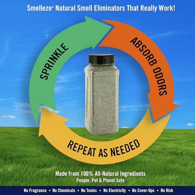 SMELLEZE Natural Ash Tray Odor Eliminator Deodorizer: 50 lb. Granules Unwanted Air Odors