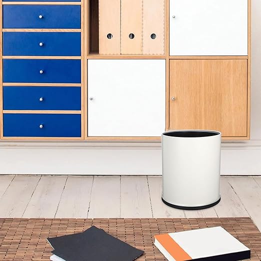 Double Layer Trash Can with Lid Fire-Resistant Round Garbage Bin Compact Bathroom and Office Wastebasket for Home Use