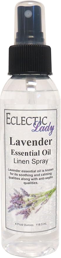 Lavender Essential Oil Linen Spray 16 ounces - Eclectic Lady Sheet and Linen Spray - No Artificial Colors Parabens or Preservatives - Long-Lasting Scent for Bed Fabric &amp Pillow