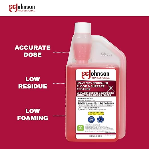 SC Johnson Professional Heavy Duty Neutral pH Floor and Surface Cleaner Floor Cleaner Concentrate 32 fl. oz. Bottle Case of 2 for Professional Use Only