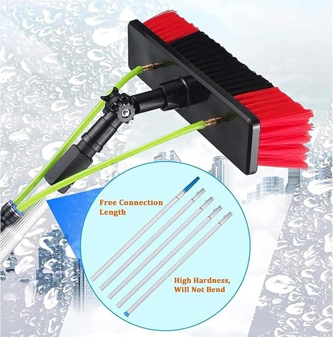 Window Cleaning Pole Water Fed Telescopic Brush Extendable Cleaner Conservatory Roof Cleaning Tools for Photovoltaic Panel Cleaning Trucks Windows Brush Head (Color : 8m/26.24ft Size : 30Cm