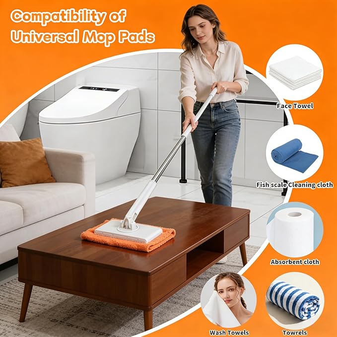 Snap Grip Mini Mop Cloth Changing Mini Mop 39 Inch Zero Touch Disposable Lazy Mops with 5 Refill Cloths Wash-Free Minis Mops for Wet/Dry Floors Tile Corners Home Kitchen Cleaning Essentials (1)