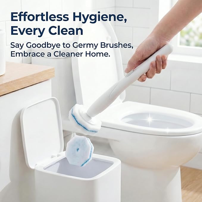 100 Count Toilet Wand Refills Disposable Toilet Brush Refill Heads Compatible with Household Brushes Scrubbers 3-Layer Scrubbing Pads for Quick Bathroom Toilet Bowl Cleaners Local Stock