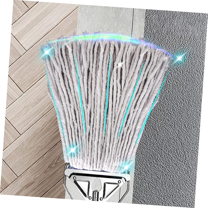 Cotton Floor Cleaning Mop with Long Handle Absorbent Wet Dry Mop for Home Durable Wear Resistant for Hardwood Tile Floors Comfortable Grip
