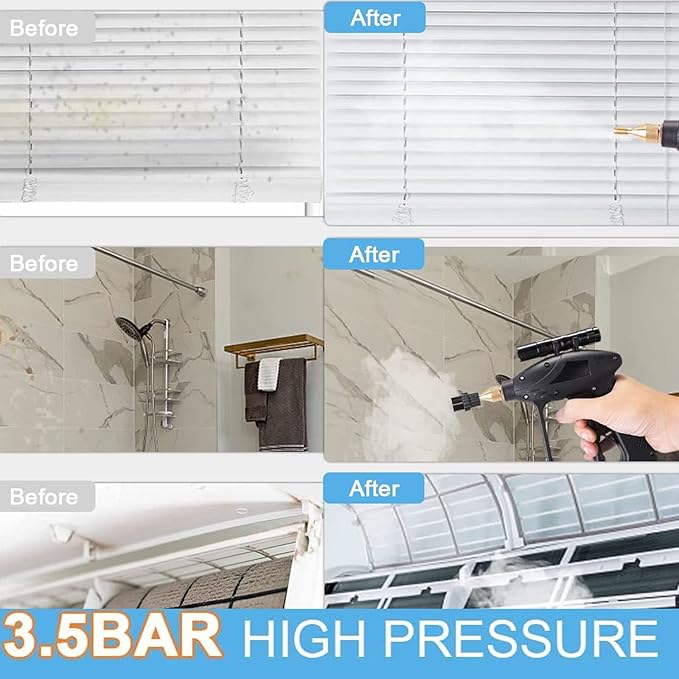 2600w Handheld Steam Cleaner3.5 Bar High Temperature Cleaning Machine with 2.5m Steam Pipe/Wet&ampDry Adjustable/2 Brushes/2 Copper Brushes-for Cooker HoodAir ConditionerSofaWindowsillYellow