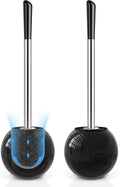 Toilet Brush and Holder 2 Pack 304 Stainless Steel Toilet Brush with Extended and Durable Comfortable Brush Handle Toilet Bowl Brush for Bathroom Toilet - Ergonomic Pratical Durable (Black)