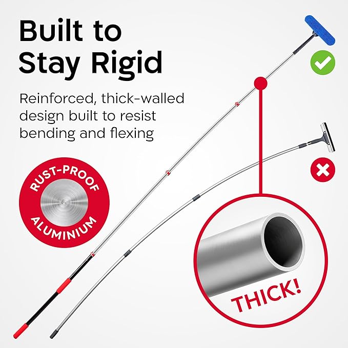 Tyroler Professional Window Squeegee with Extension Pole | 4.5-12.9ft Squeegee for Windows Cleaning | Outdoor Window Cleaner Tool Windows Washing Kit with Extension Pole | Window Cleaning Kit