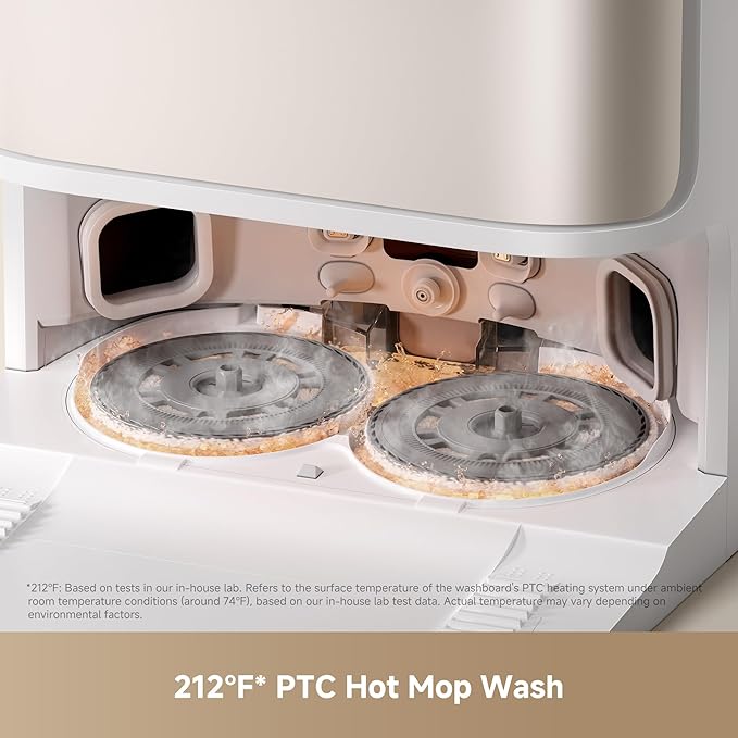 Mova P10 Pro Ultra Gen 2 Robot Vacuum and Mop 26000Pa Suaction 212°F Hot Water Auto Mop Washing 1-Hour Hot Air Drying Extenable Mop All-in-One Dock Triple Anti-Tangle System for Home