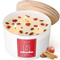 AOOVOO Apple Cinnamon Scented Candles for Women - 20oz 3 Wick Soy Candles for Home Scented Aromatherapy Candle with Crystals Inside Birthday Gifts Valentines Day Candle for Women Mom