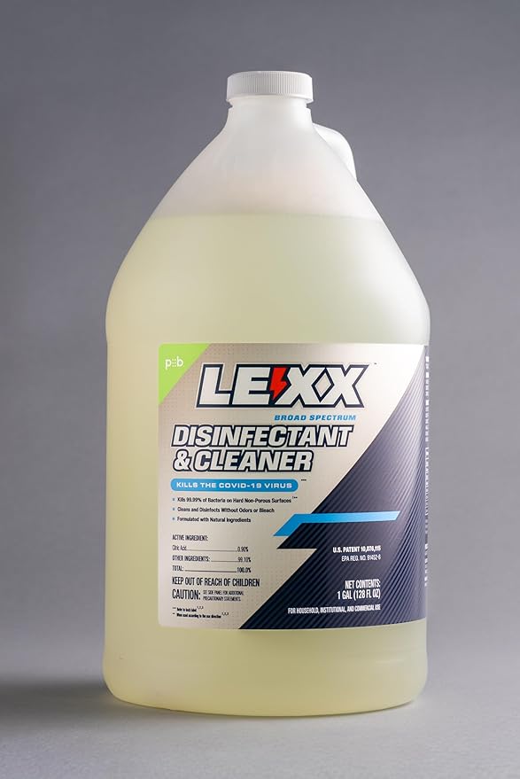LEXX® RTU Broad Spectrum Disinfectant &amp Cleaner - EPA Registered Kills 99.99% of Bacteria - Hospitals Schools Offices Homes - Citric Acid Safer Choice Non-Toxic No Bleach - 128 fl. oz.