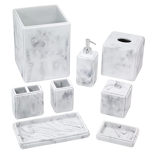 Avanti Linens - Soap Dispenser/Lotion Pump Resin Countertop Decor Marble Inspired Home Accessories (Catania Collection)