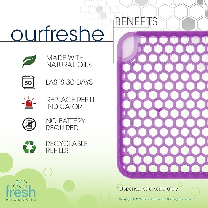 Fresh Products ourfreshe Plug In Air Freshener 30 Day Refills Replace Messy Aerosols with Dry Fragrance For Use in Medium Sized Spaces Morning Lavender 6 Pack
