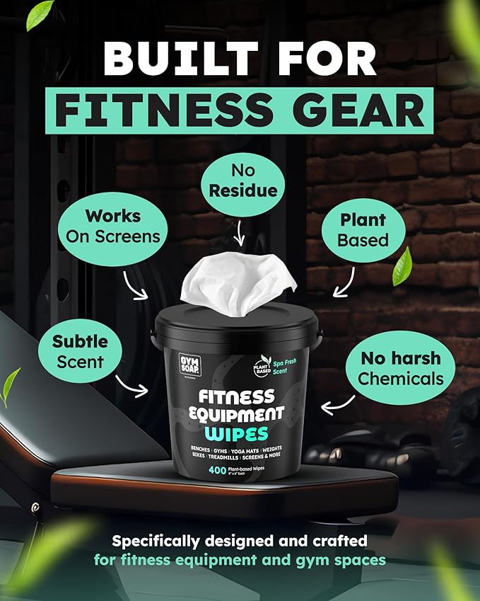 Gym Equipment Wipes - 500 Fitness Wipes to Clean Exercise Equipment Treadmill Peloton Bikes Yoga Mat Cleaner - Gym Supplies Yoga Supplier Cleaning Wipes for Home &amp Gym - Spa Fresh Scent