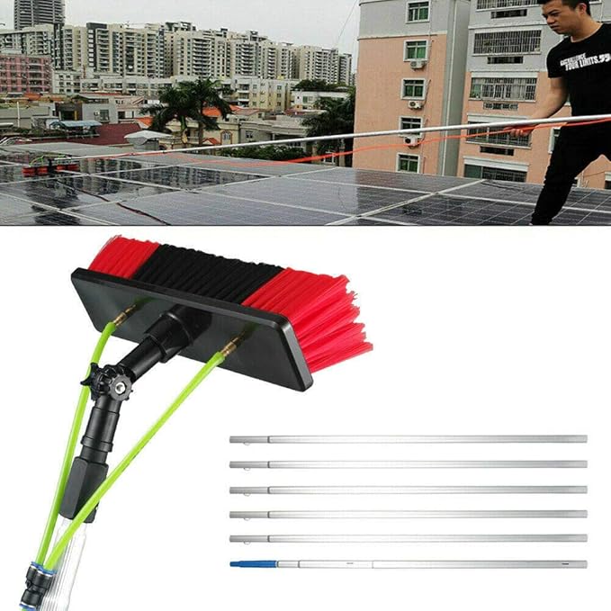 DYRABREST Water Fed Pole KitWindow Washing Kit with 8M Extension Pole Solar Panel Cleaning Brush for Glass Solar Panels Trucks VansWindow