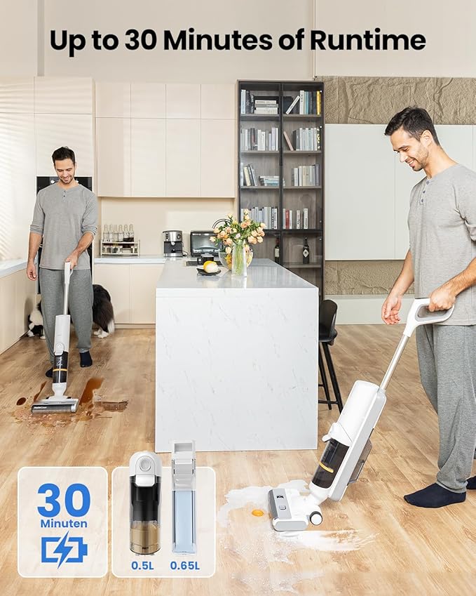 Proscenic F10 Pro Wet Dry Vacuum Cleaner Cordless and Vacuum Mop 3-in-1 Vacuum/Mop/Wash &amp One-Button Auto Self-Cleaning for Hard Floors High-Capacity Dual Tanks Edge Clean Ease of Use