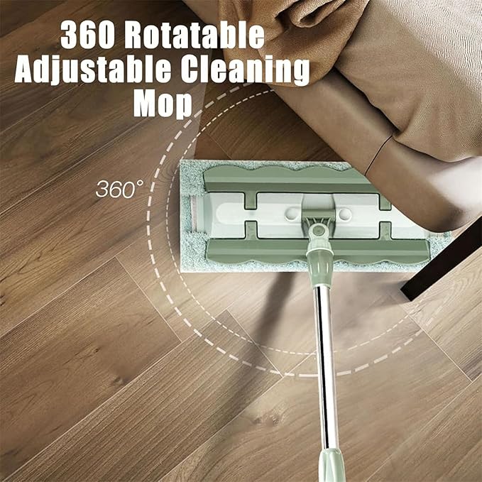 Microfiber Floor Mop 15 with 4 Pads Adjustable Handle Flat Mop with Stainless Steel Handle 360 Rotatable Adjustable Retractable Cleaning Mops for Hardwood Laminate Tile Floor (Violet)
