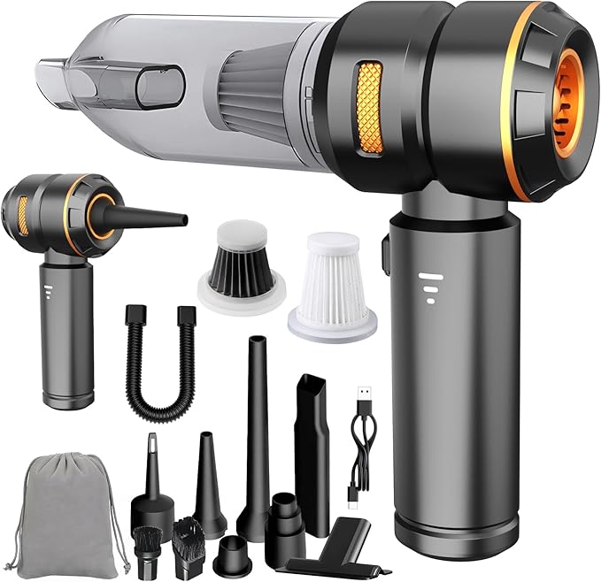 Handheld Car Vacuum Cordless 22000PA Strong Suction Mini Vacuum Cleaner with Brushless Motor 4-in-1 Portable Vacuum for Car Detailing Home Office &amp Travel Black Golden