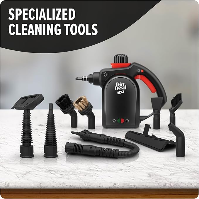 Dirt Devil 7-in-1 Handheld Steamer Pressurized Steam Cleaner for Home Use XL Water Tank Includes Specialized Cleaning Tools Portable Steam Cleaner for Bathroom Clothes Furniture and More